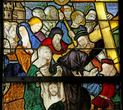 Window depicting the Via Crucis and the Veil of Veronica (detail) by French School